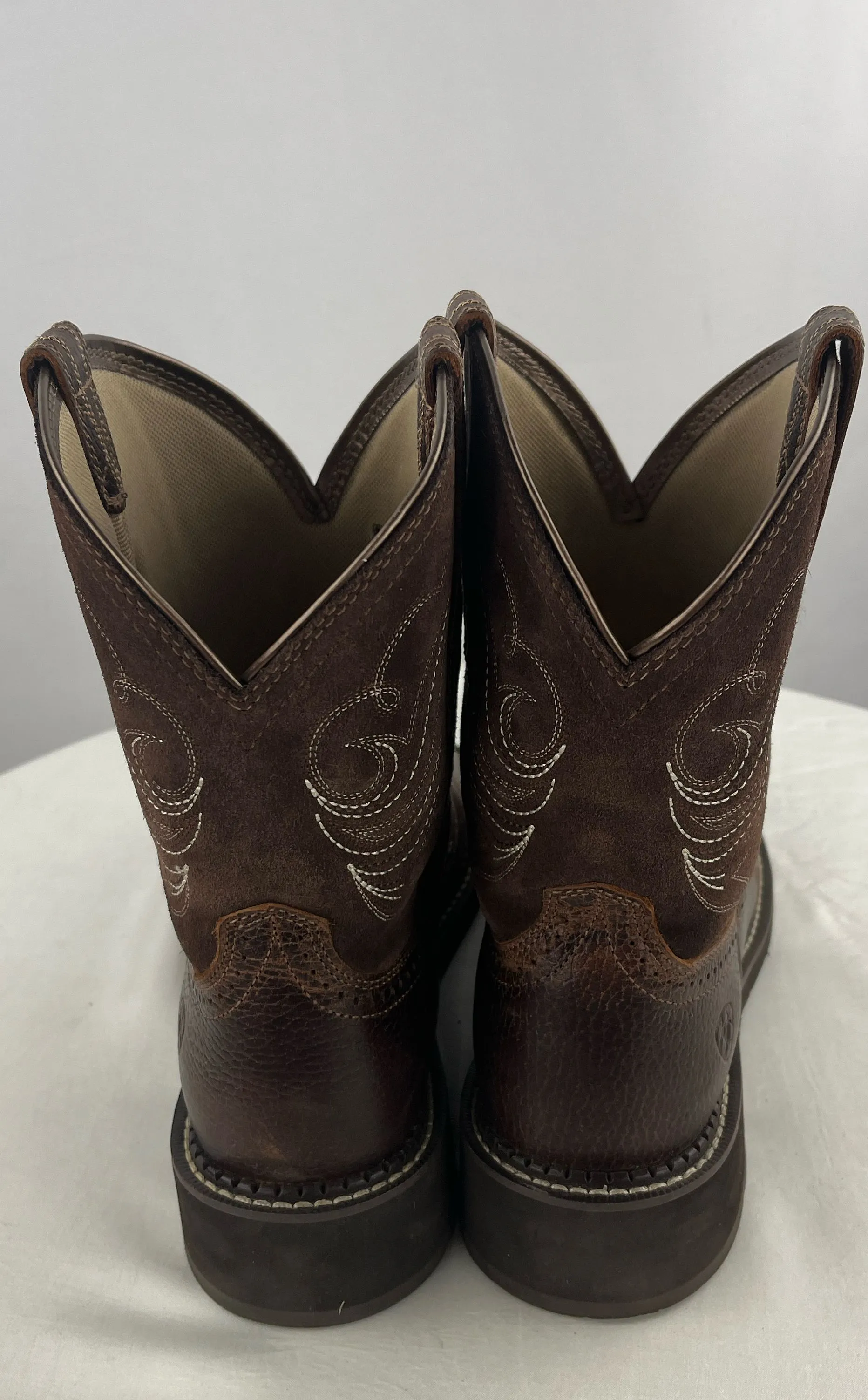 Ariat Women's Fatbaby Suede/Leather Western Cowgirl Saddle Brown Boots Size 10B