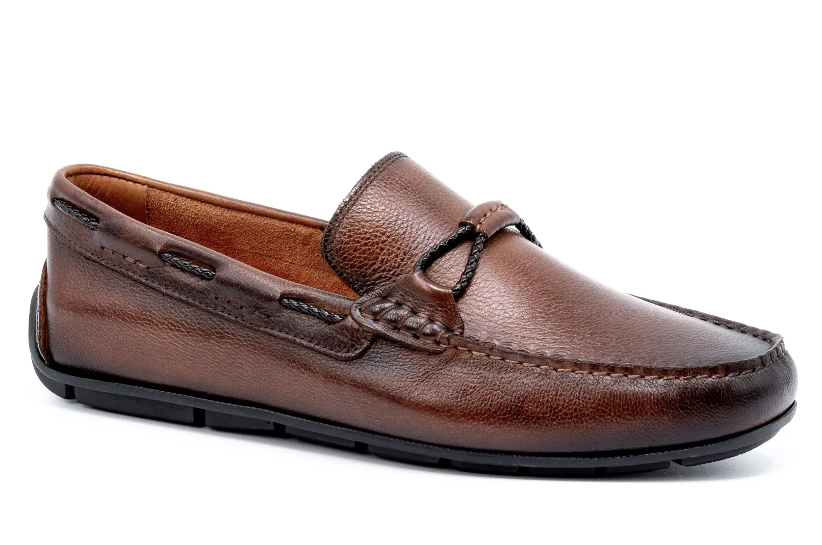 Bermuda Braid Pebble Grain Loafer Bourbon