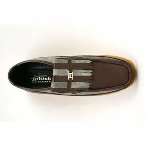 British Walkers Apollo Men's Brown Leather and Grey Suede Crepe Sole Slip On Boots