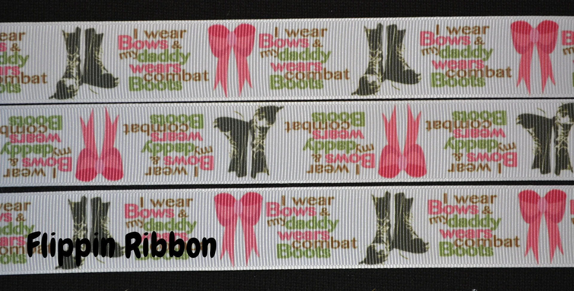 Combat Boots Ribbon - 1 inch Printed Grosgrain