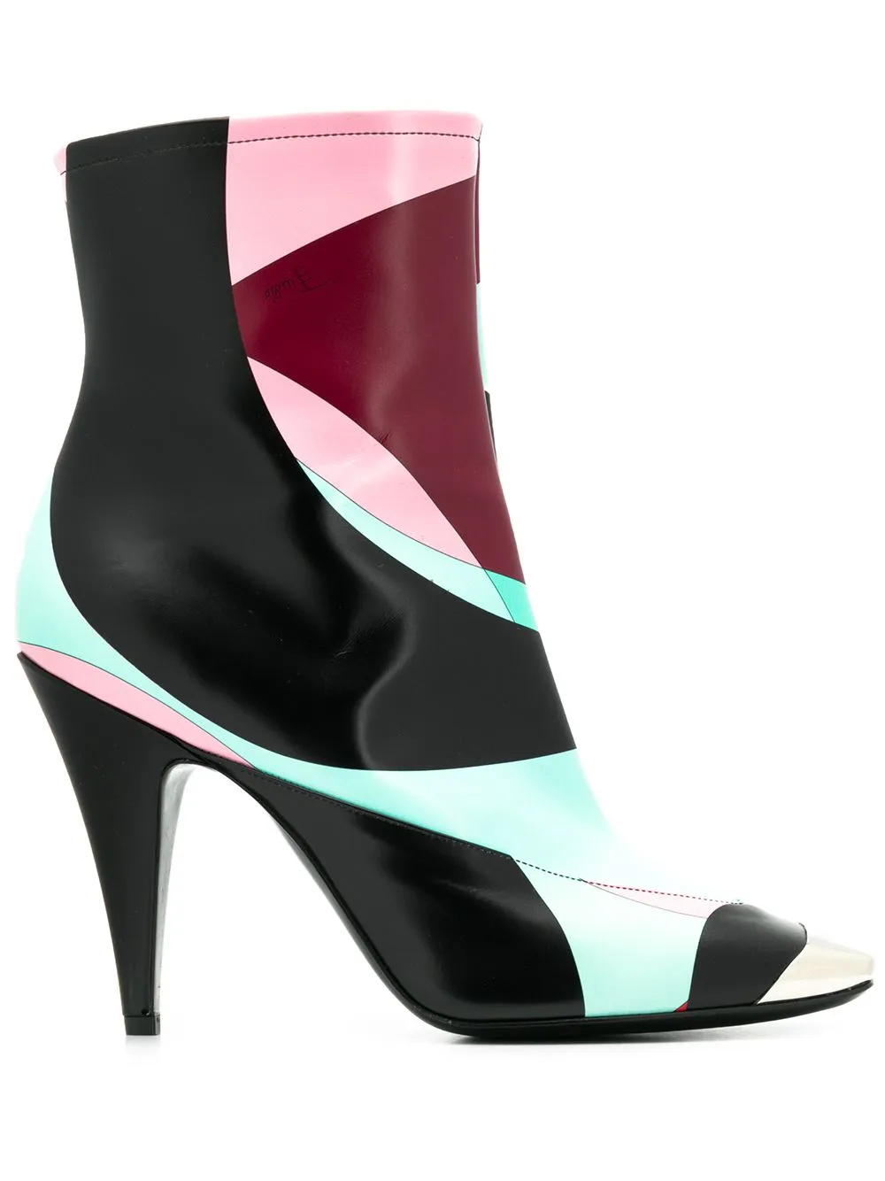 EMILIO PUCCI  Pink Patterned Leather Heeled Ankle Boots