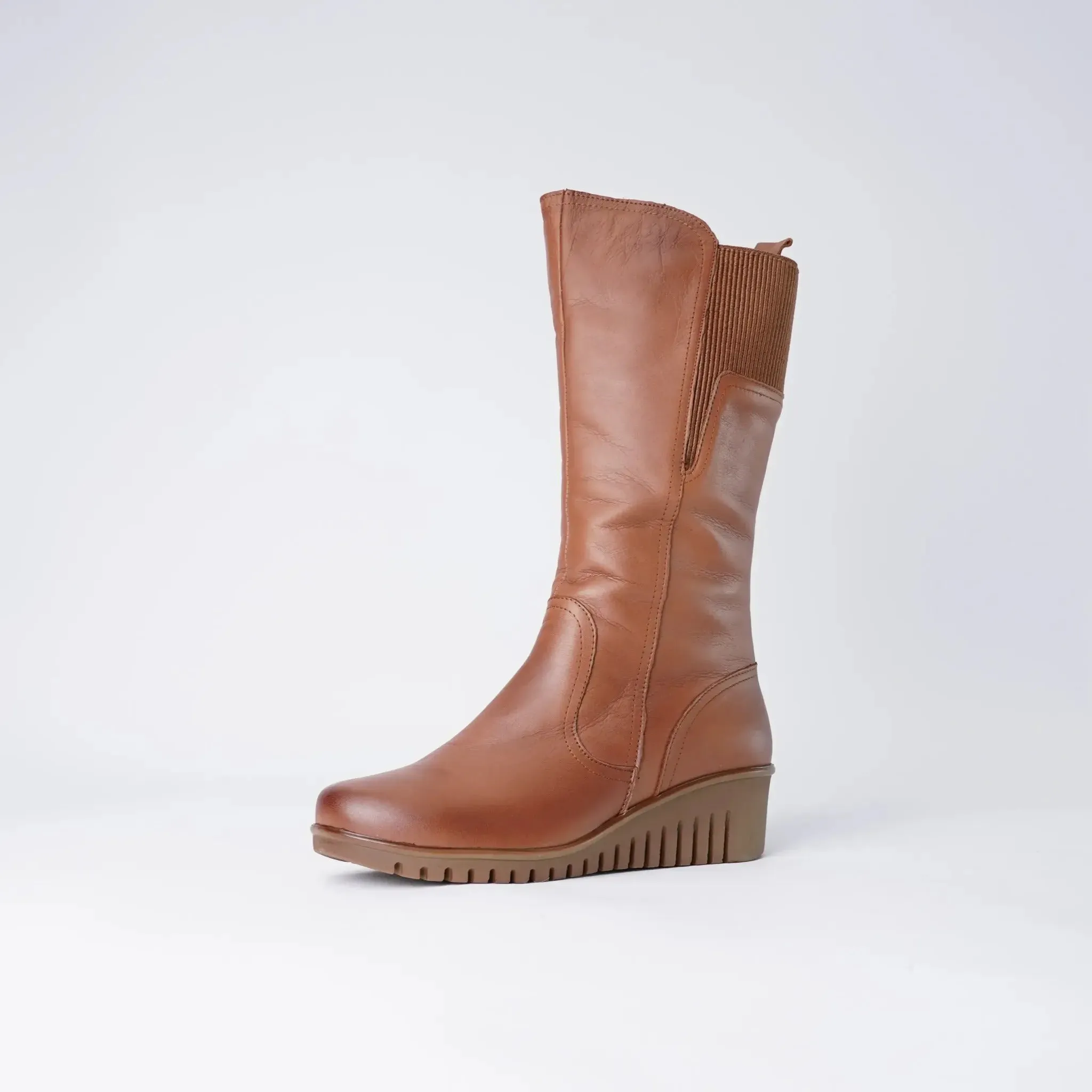 Foam Coconut Leather Knee High Boots