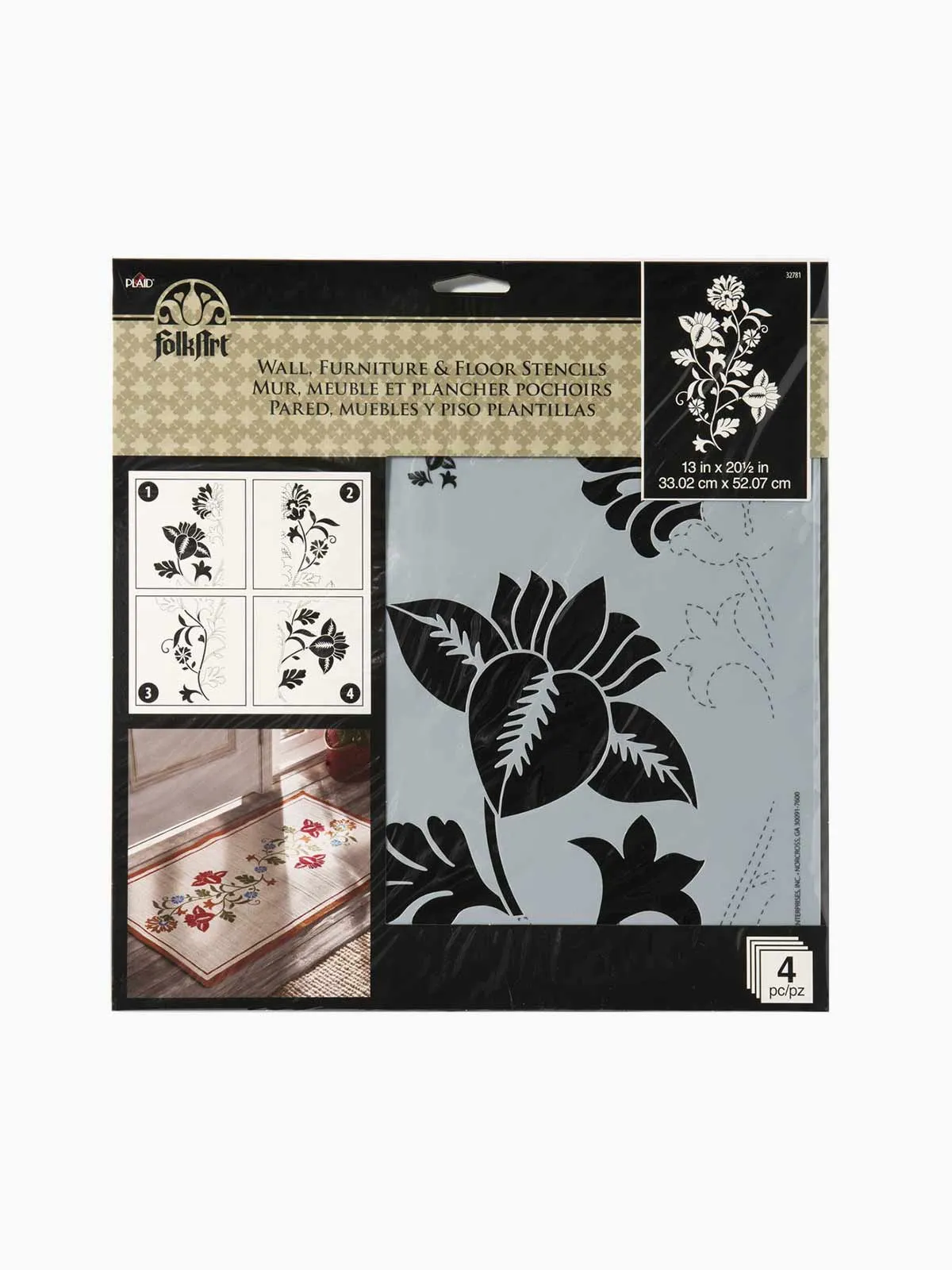 Folk Art Large Painting Stencil- Climbing Floral