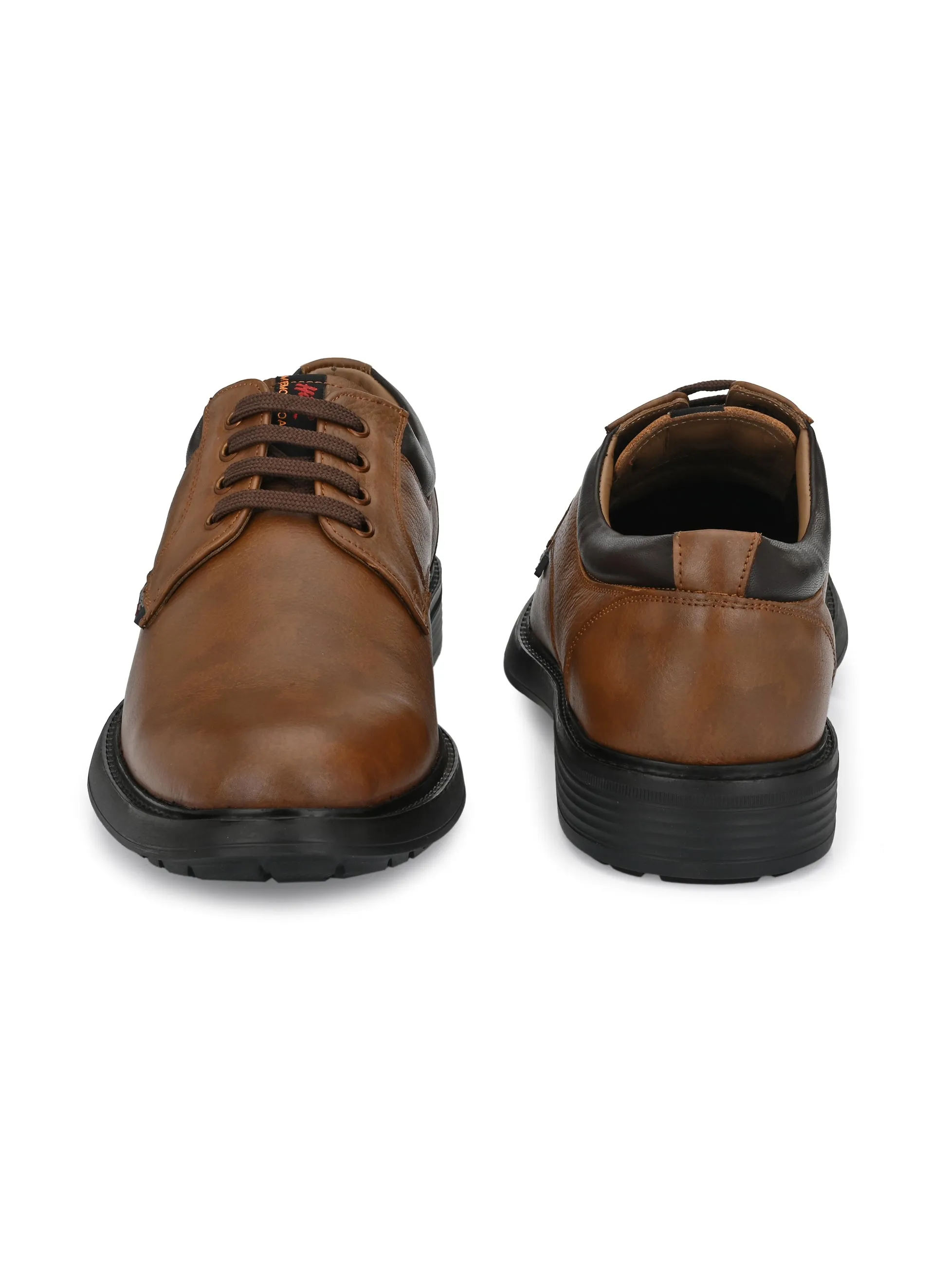 Hitz Men's Tan Derby Leather Shoes