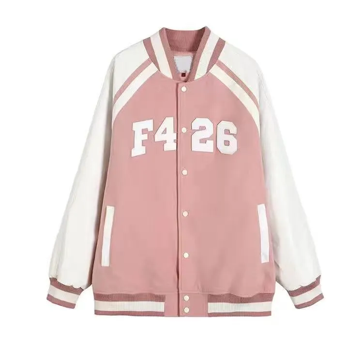 Joskaa Christmas Gift Female new autumn letter embroidery blue baseball uniform couple y2k loose retro fried street large size stitching jacket 2024