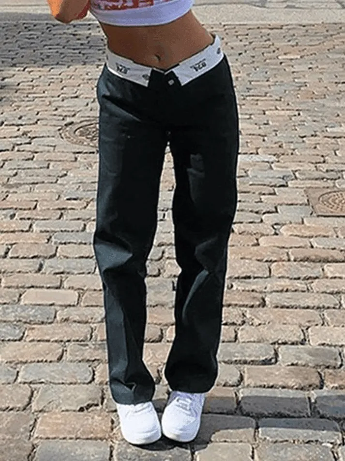 Joskaa Patchwork Waist Straight Leg Pants