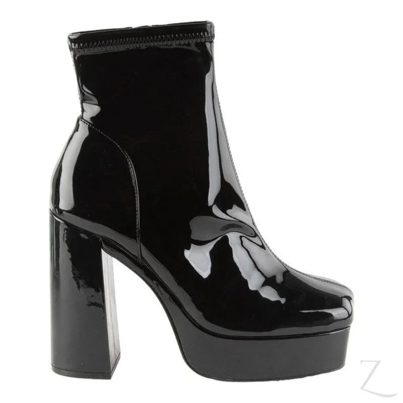 Ladies Bianca Patent Platform Boots | Ankle Length | "Annie"