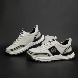 Men Fashion Patchwork Leather Thick Soled Casual Shoes