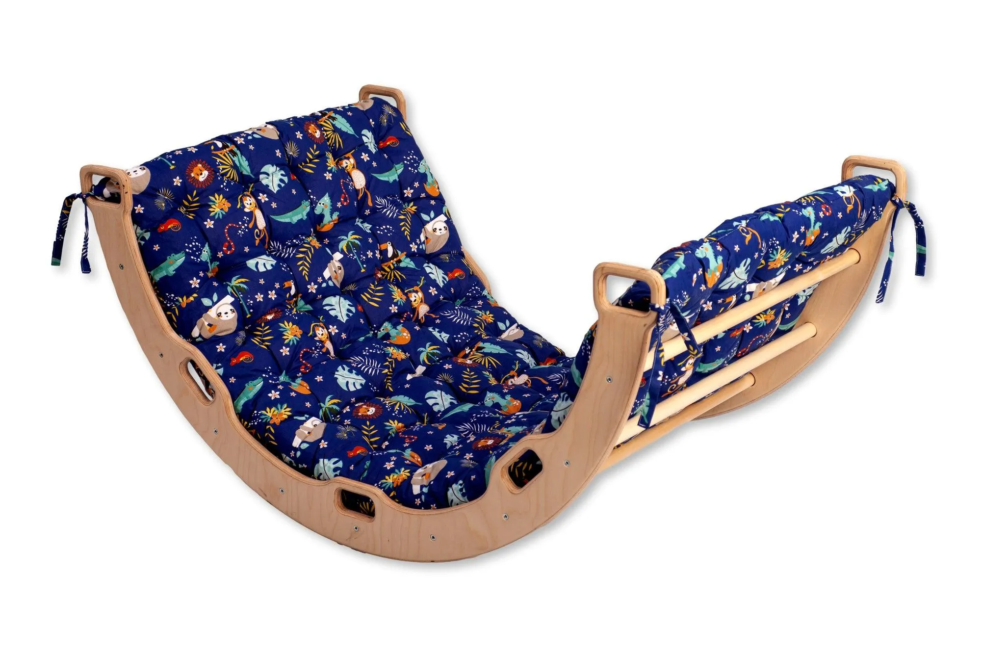 Montessori Baby Play Climber Set Wooden Climbing Arch Rocker & Ramp & Pillow