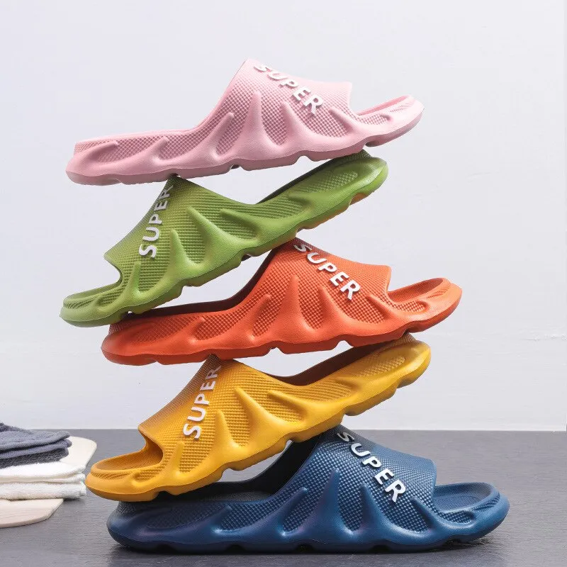 New Designer Women Home Slippers Summer Non-slip Indoor Bathroom Slide Sandals EVA Flat Shoes Women Men Shower Flip Flops