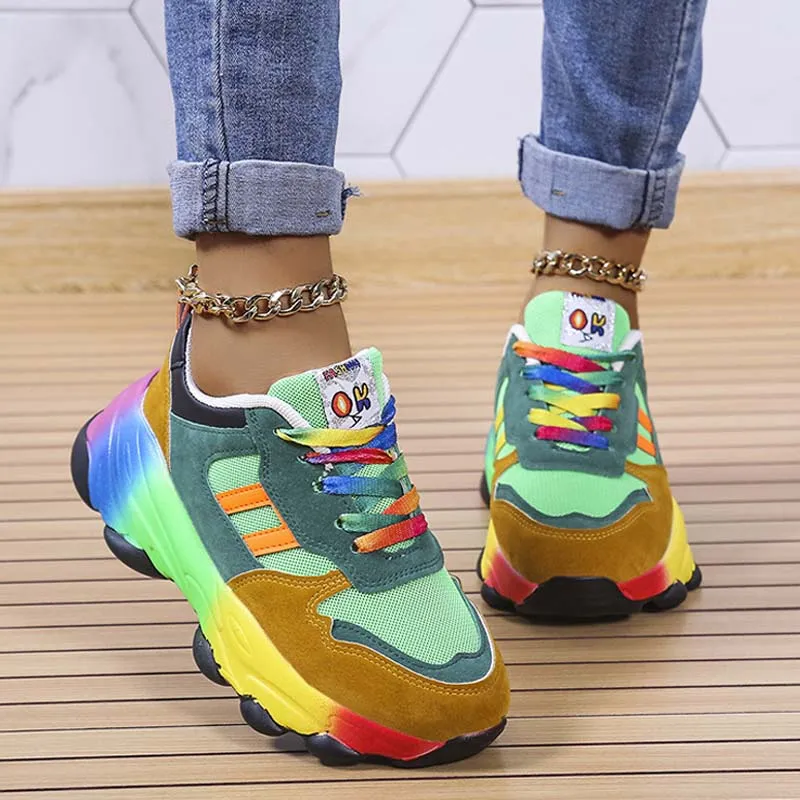 Purpdrank - Green Casual Sportswear Daily Patchwork Round Out Door Shoes