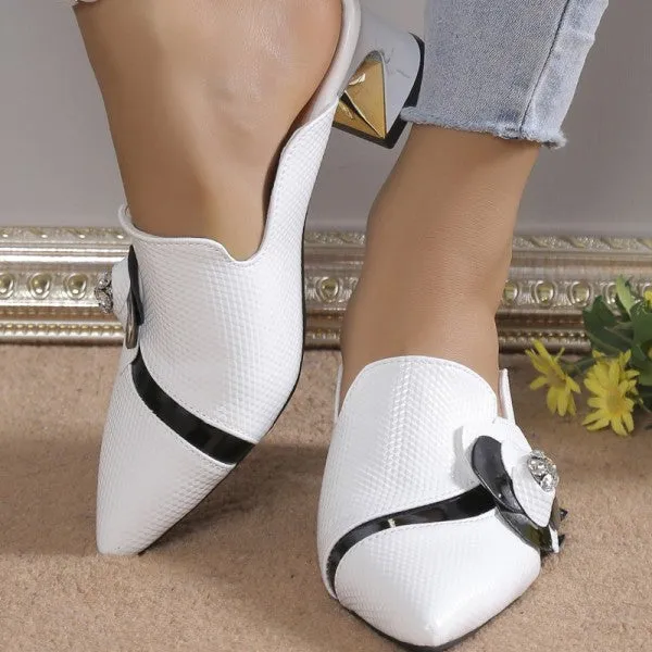 Purpdrank - White Casual Patchwork Pointed Out Door Wedges Shoes (Heel Height 2.75in)