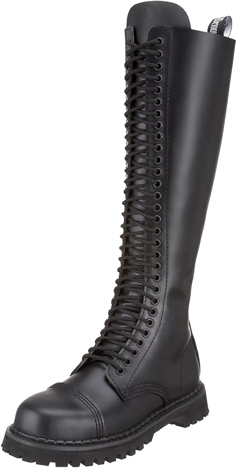 Rocky-20 Real Leather 20 Eyelet Black Combat Boot