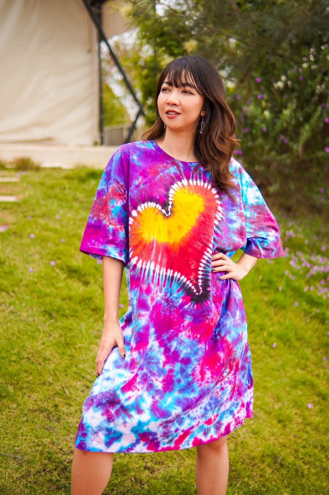 Wanderlust Heart Hand Dyed Boho Cotton Dress with Pockets