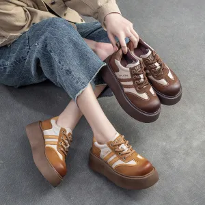 Women Minimalist Patchwork Leather Flat Casual Shoes