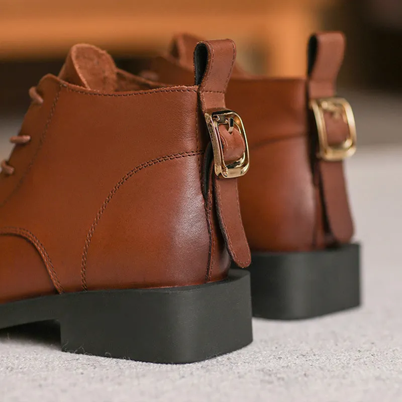 Women Patchwork Leather Ankle Boots