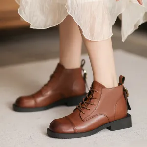 Women Patchwork Leather Ankle Boots